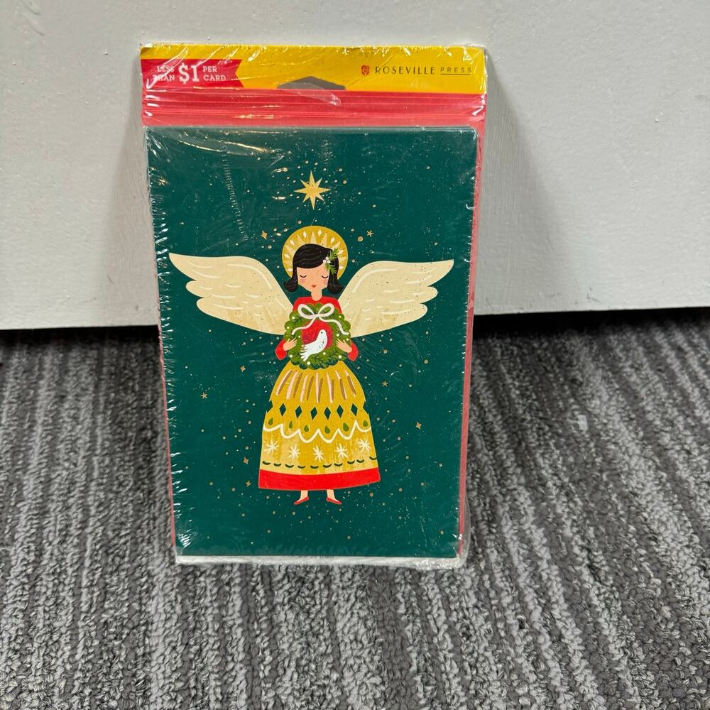 American Greetings Christmas Angel Wreat Cards  10 Count w/ Envelopes